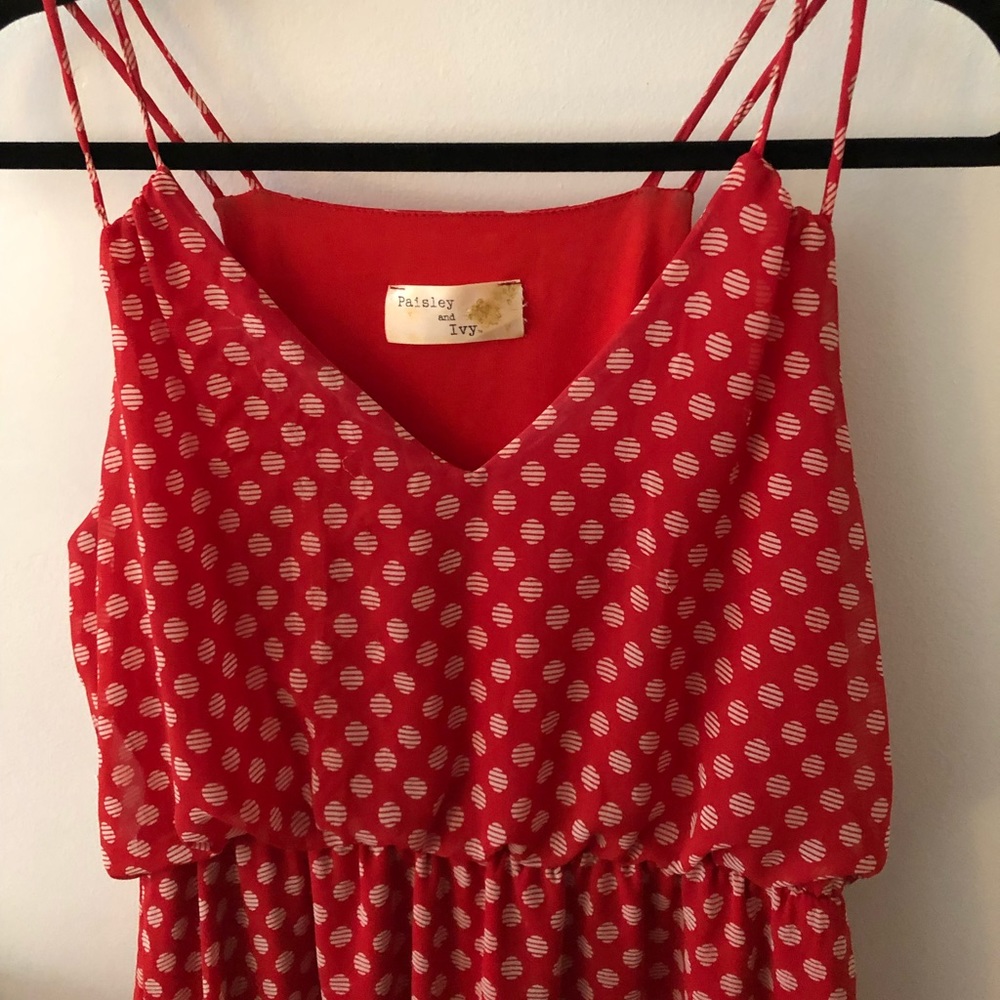 *Sold* Paisley and Ivy Red and Tan Dress Size M - Picture 4 of 6